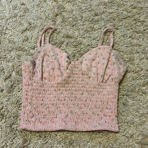 Forever 21 pink floral tank top size small